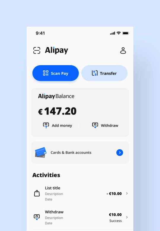 Alipay EU Dashboard